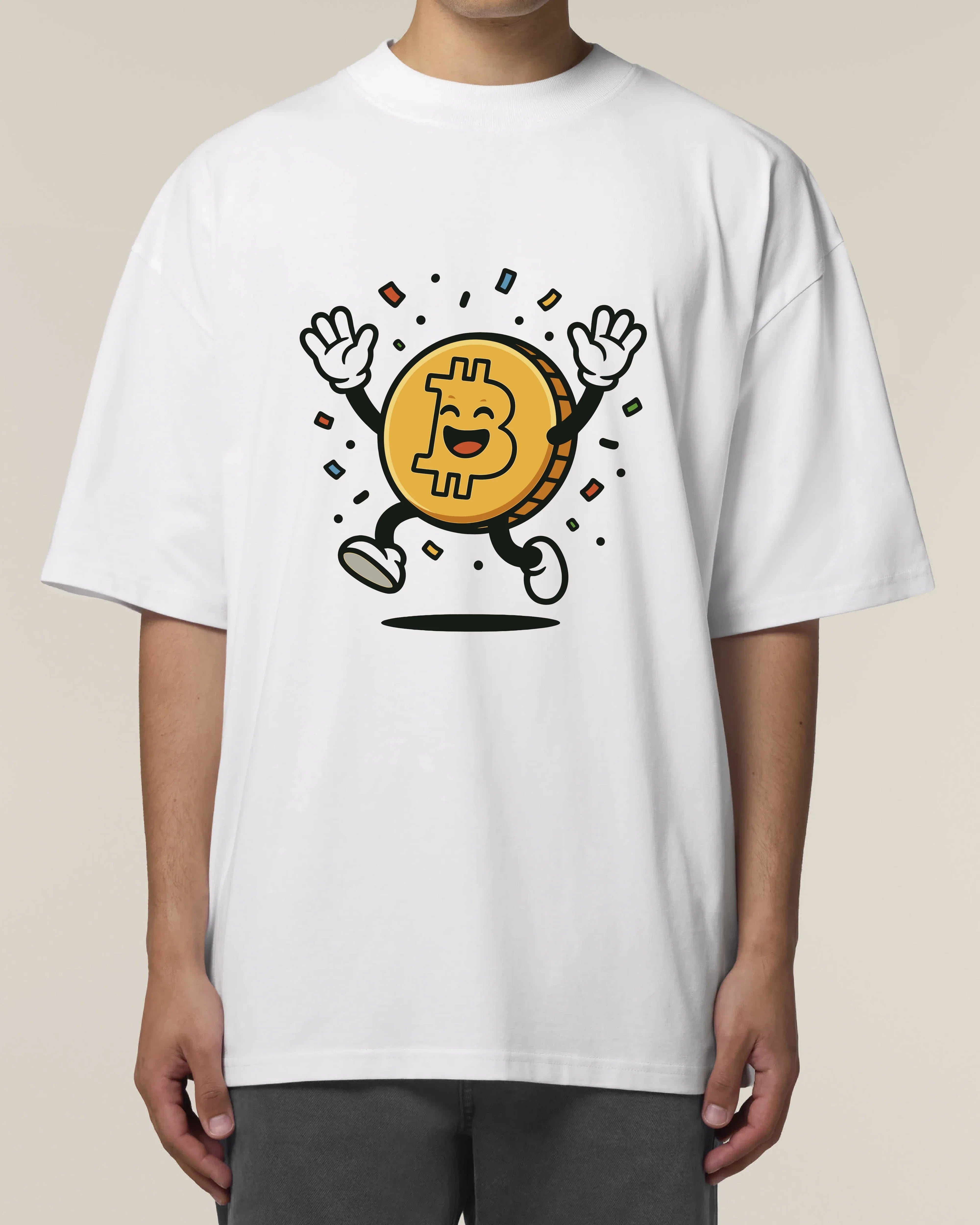 Happy Bitcoin – Fröhliches Krypto Cartoon T-Shirt | teelavo Premium Unisex Shirt