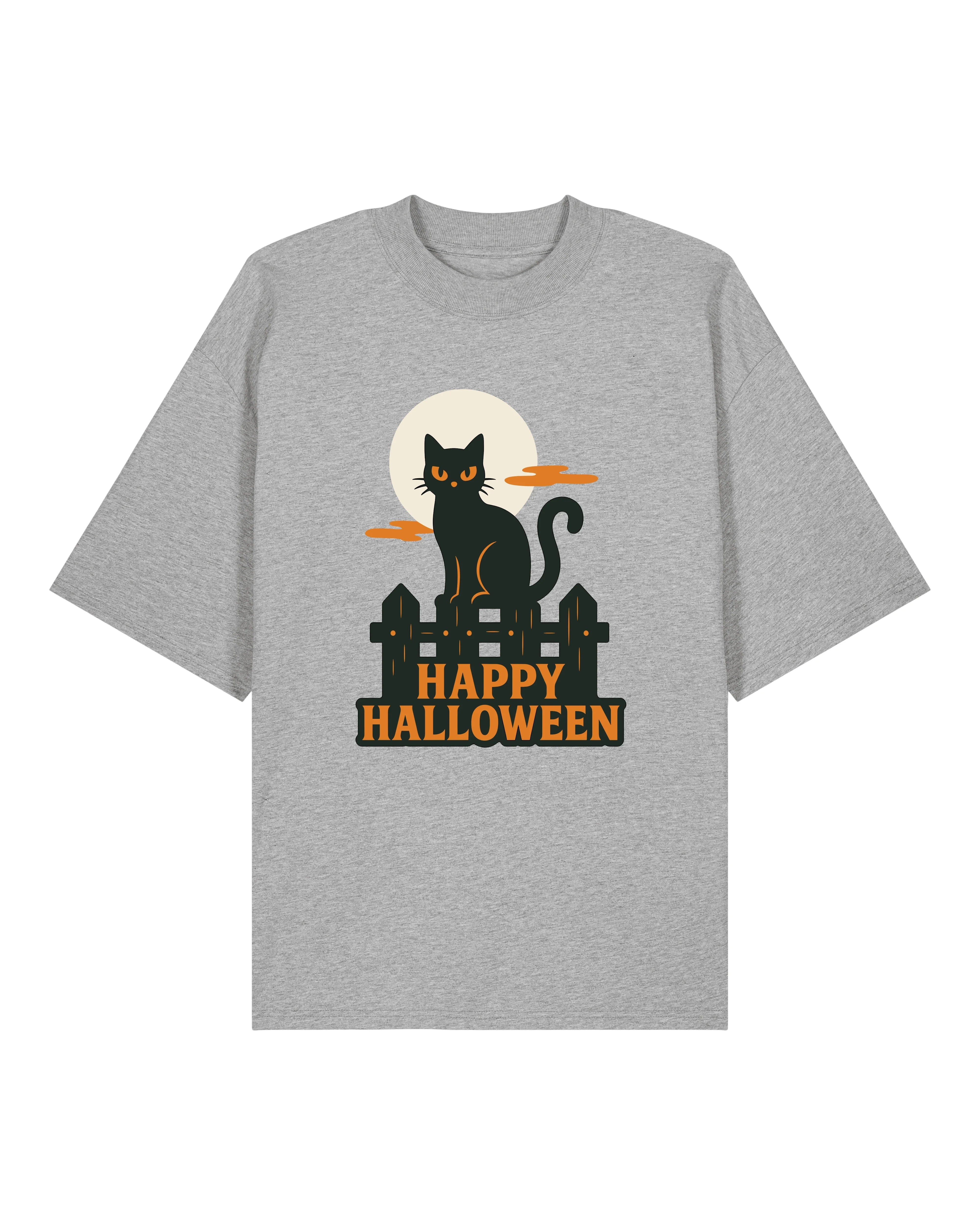 Happy Halloween T-Shirt – Schwarze Katze & Vollmond Motiv | teelavo
