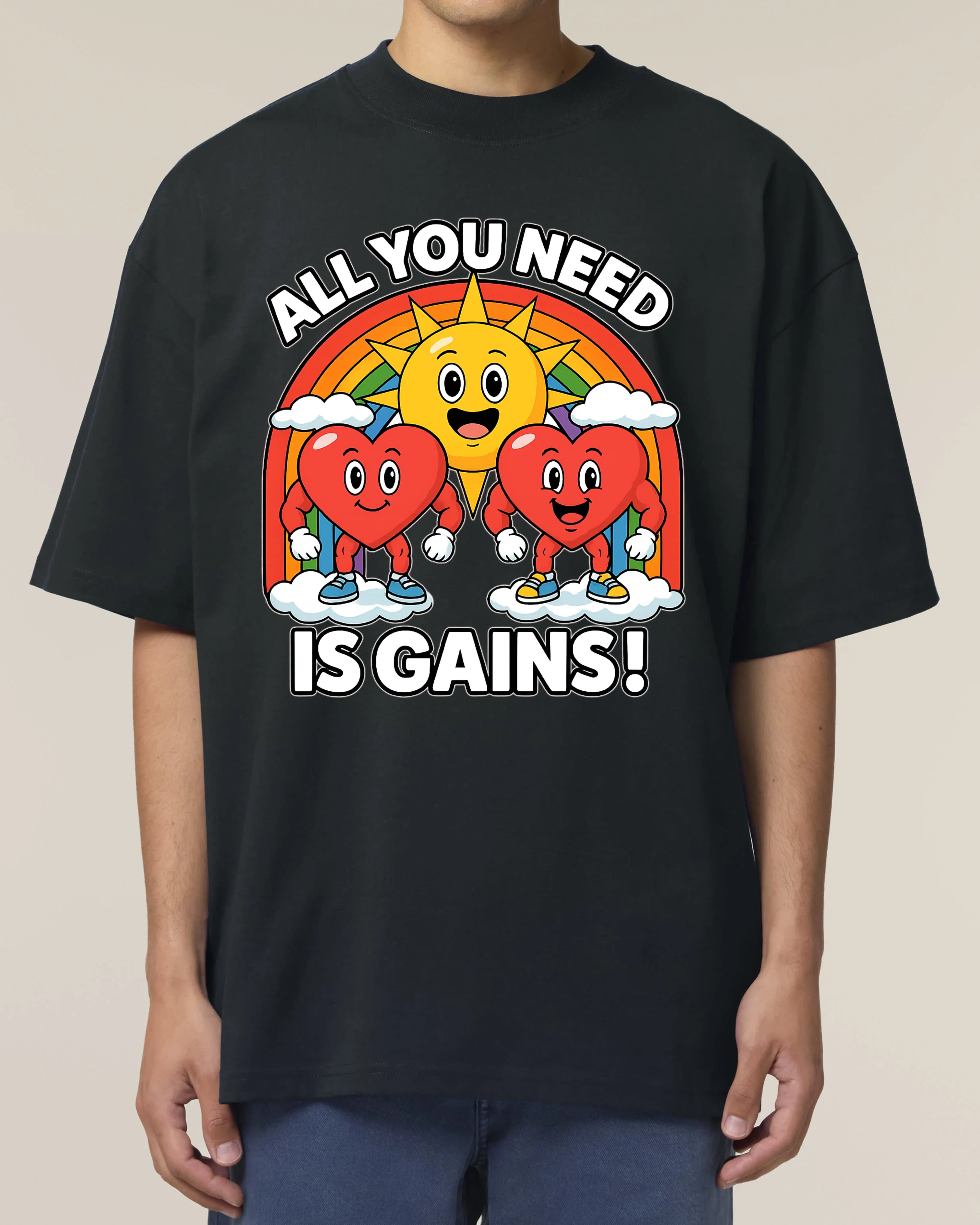 All You Need Is Gains Oversized Gym Shirt Herren | teelavo