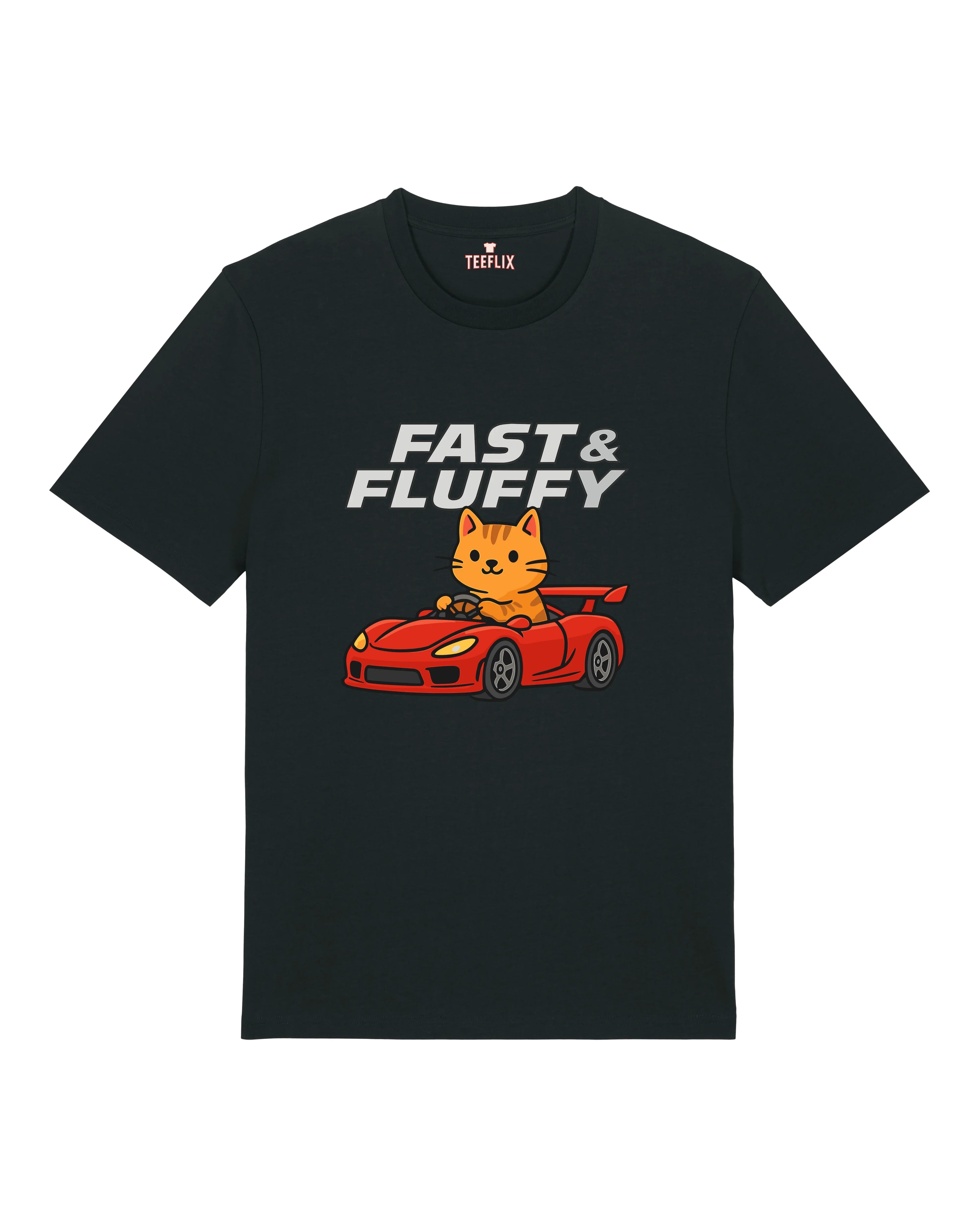 Fast & Fluffy Lustiges Katzen Auto T-Shirt Spruch | teelavo