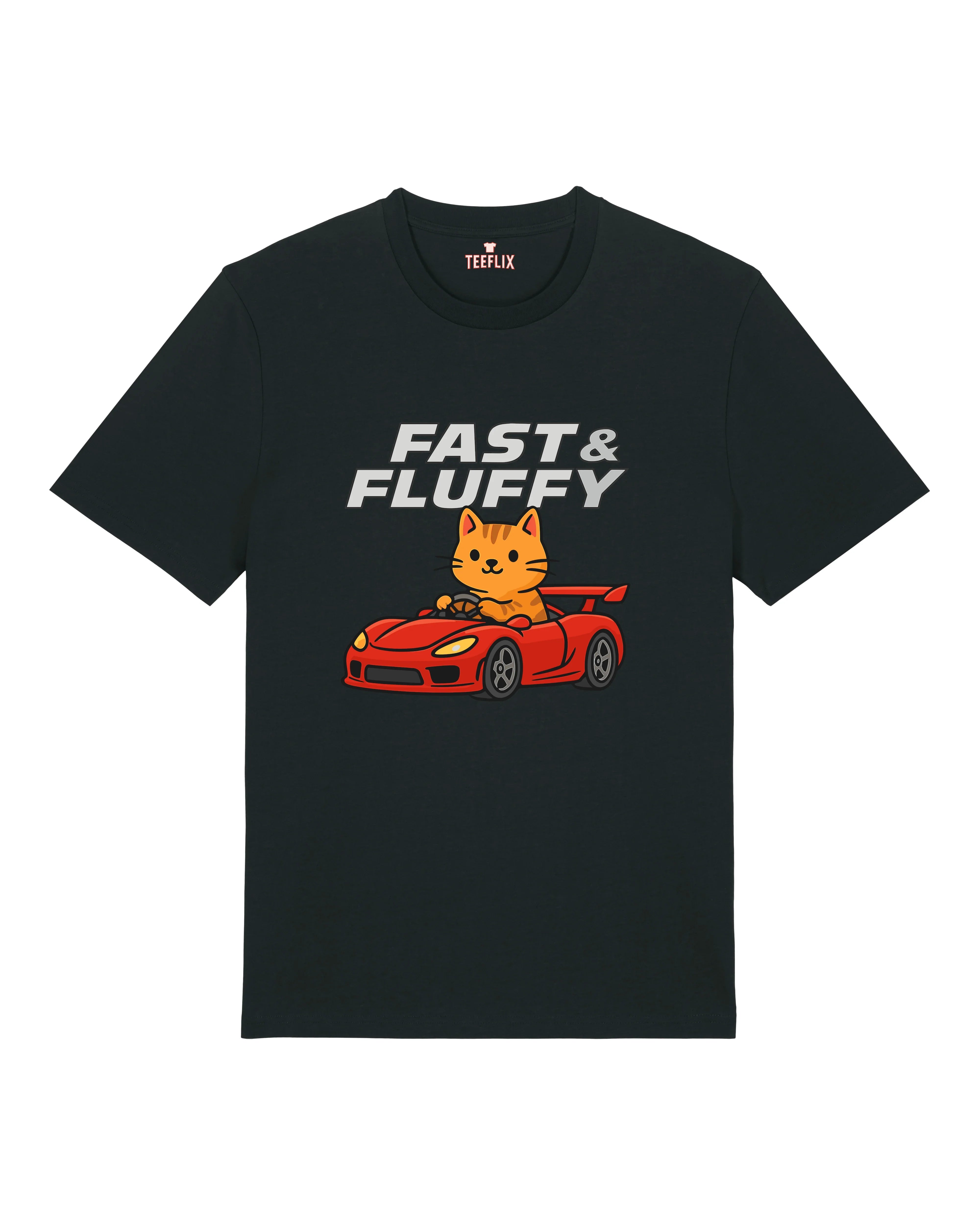 Fast & Fluffy Lustiges Katzen Auto T-Shirt Spruch | teelavo