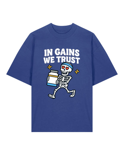 In Gains We Trust Pump Cover Oversized T-Shirt | teelavo