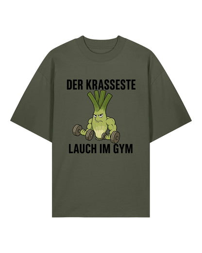 Der krasseste Lauch im Gym – Lustiges Fitness Pump Cover T-Shirt | teelavo