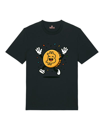 Happy Bitcoin – Fröhliches Krypto Cartoon T-Shirt | teelavo Premium Unisex Shirt