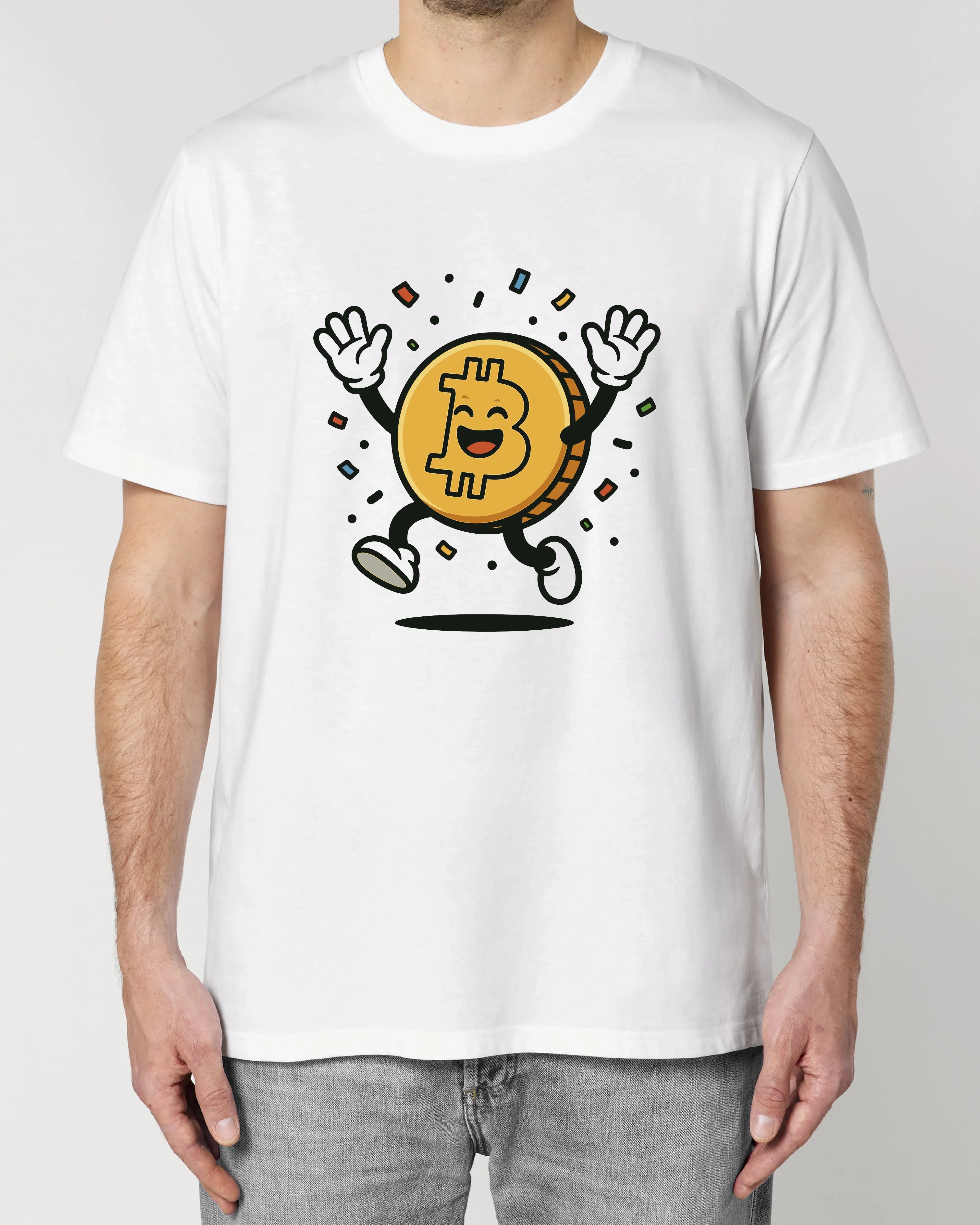 Happy Bitcoin – Fröhliches Krypto Cartoon T-Shirt | teelavo Premium Unisex Shirt