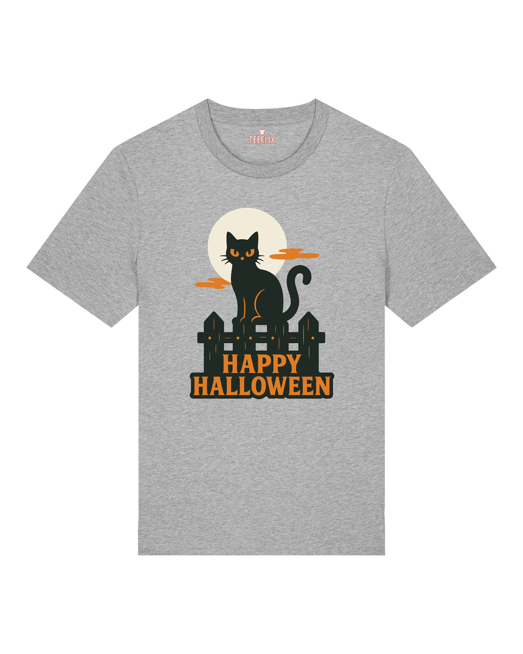 Happy Halloween T-Shirt – Schwarze Katze & Vollmond Motiv | teelavo