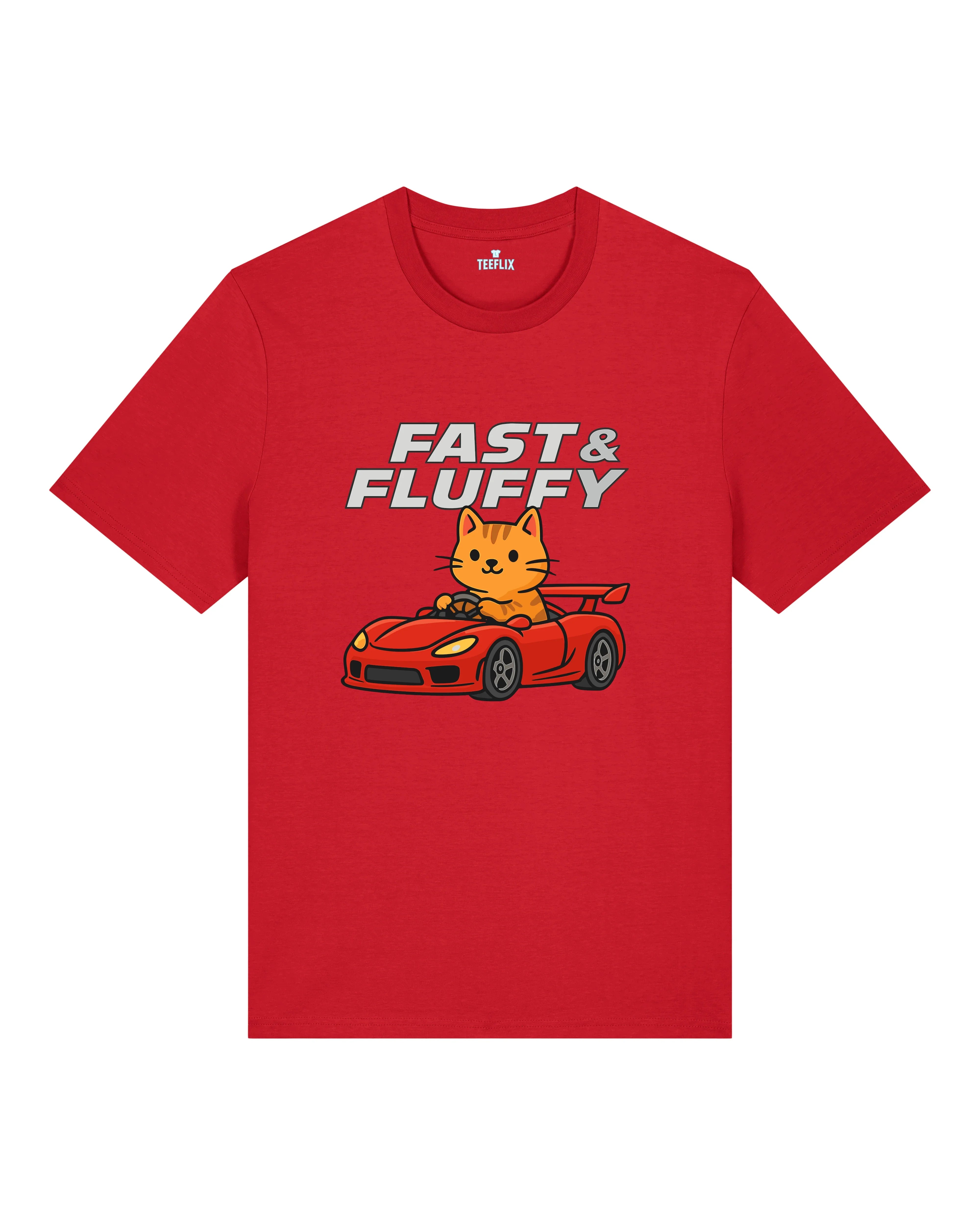 Fast & Fluffy Lustiges Katzen Auto T-Shirt Spruch | teelavo