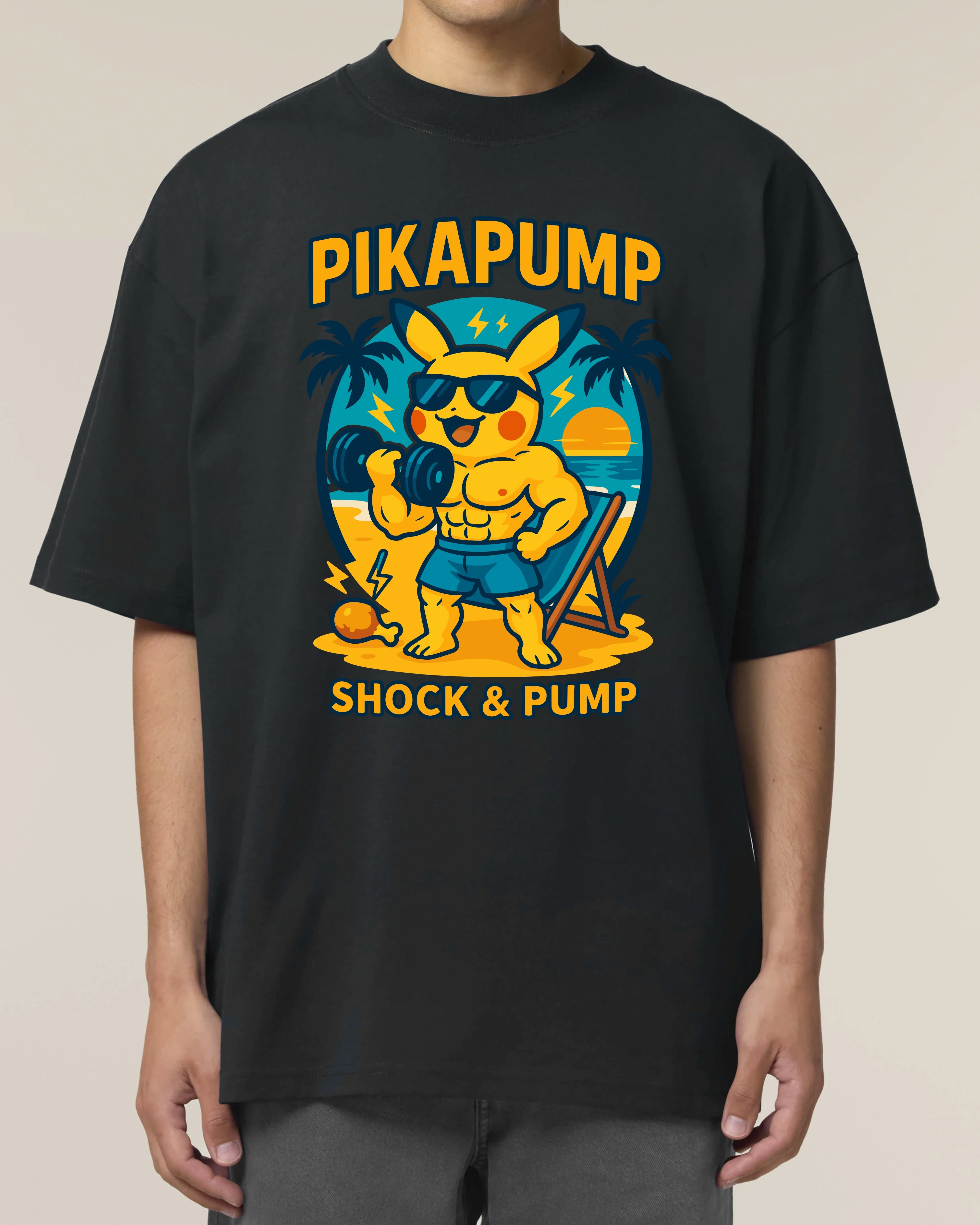 PIKAPUMP Shock & Pump Oversized Gym Shirt Unisex | teelavo