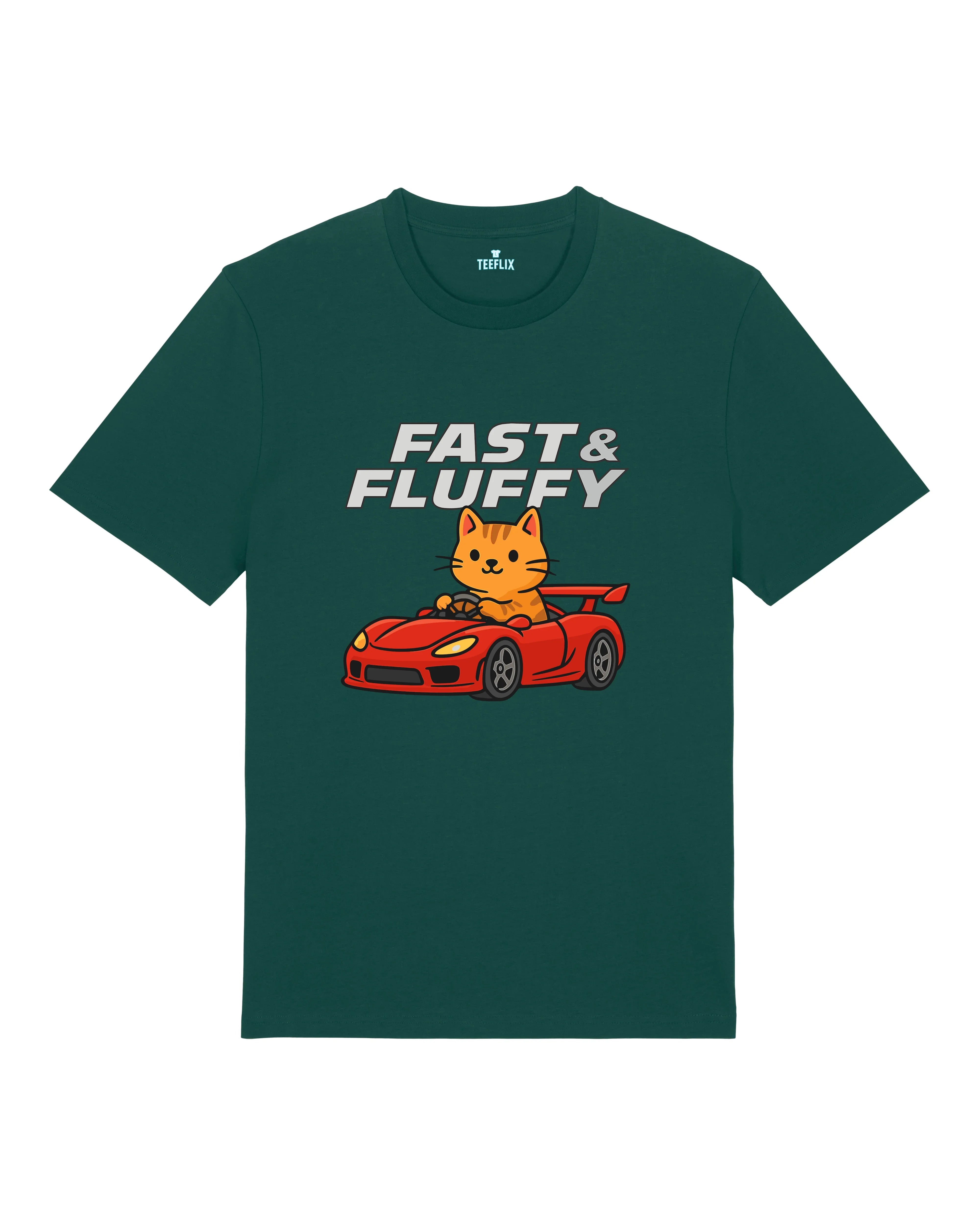 Fast & Fluffy Lustiges Katzen Auto T-Shirt Spruch | teelavo